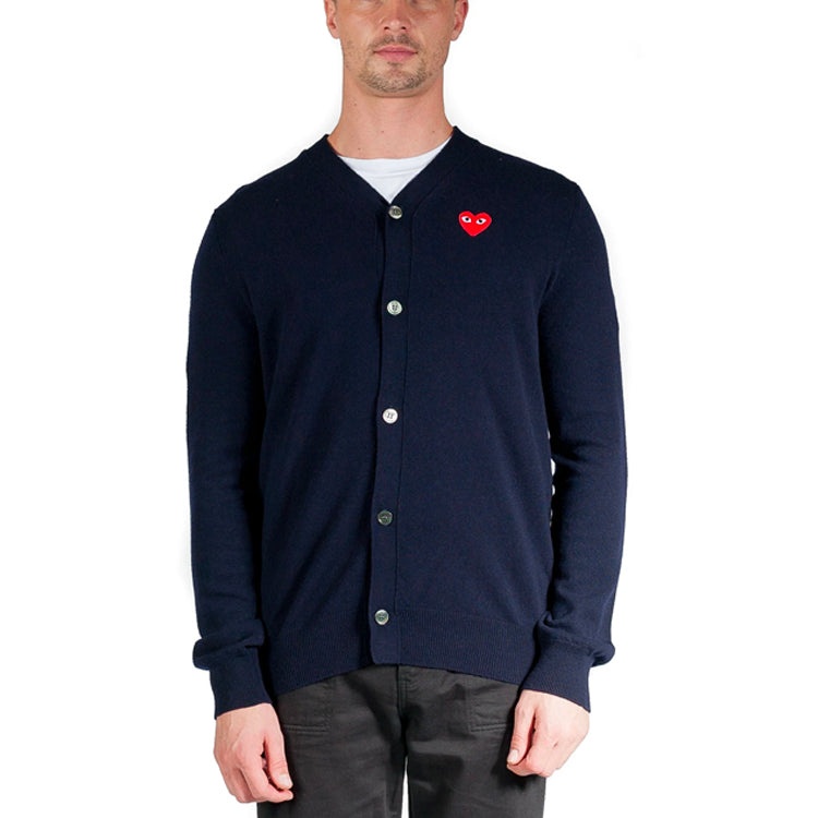 COMME des GARCONS PLAY Cardigan Red Emblem 'Navy' AZ-N008-051-2 - 2
