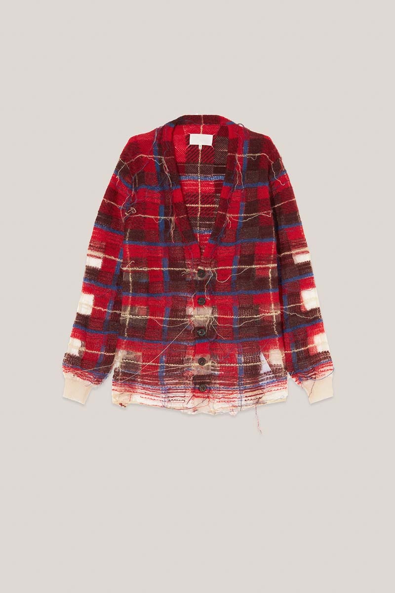 Distressed Plaid-Check Cardigan - 5