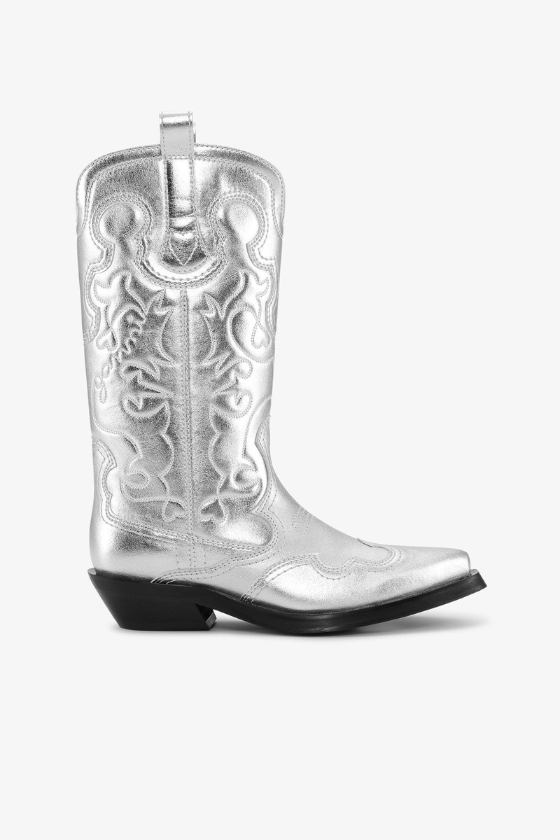 SILVER MID SHAFT EMBROIDERED WESTERN BOOTS 1
