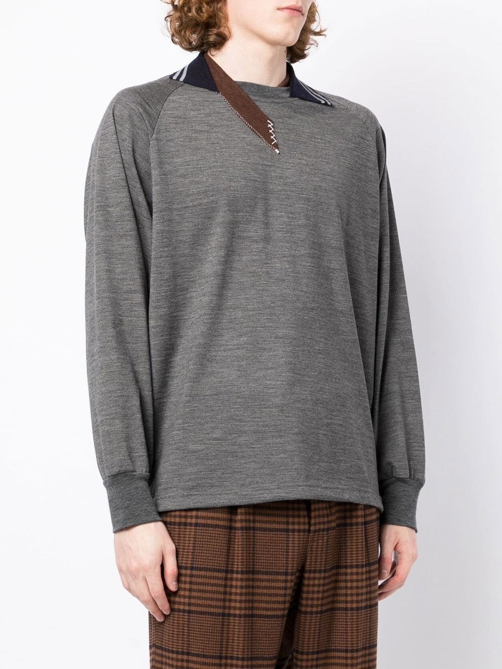 contrasting-collar detail sweatshirt - 3