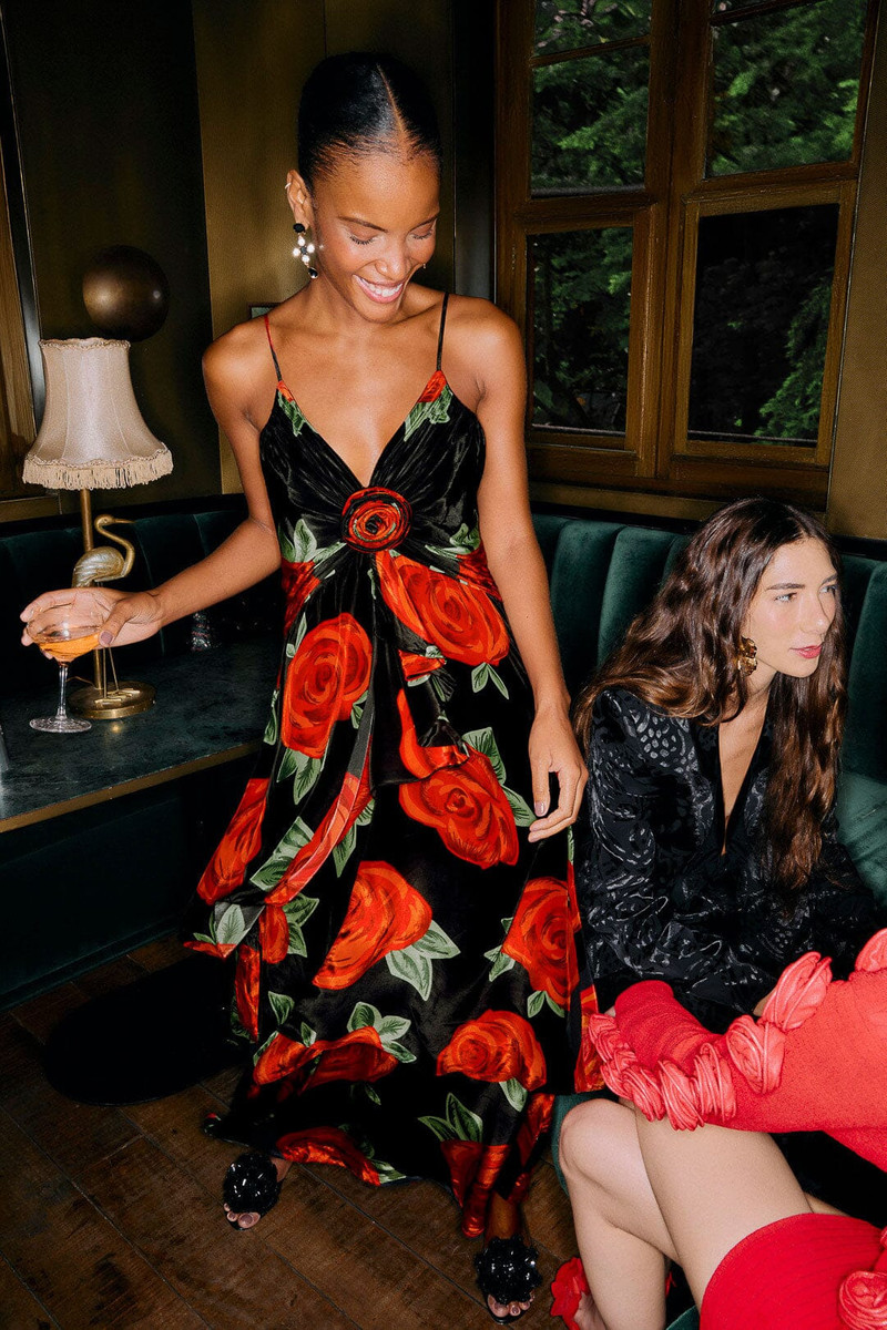 Black Latin Roses 3D Flower Layered Maxi Dress 1
