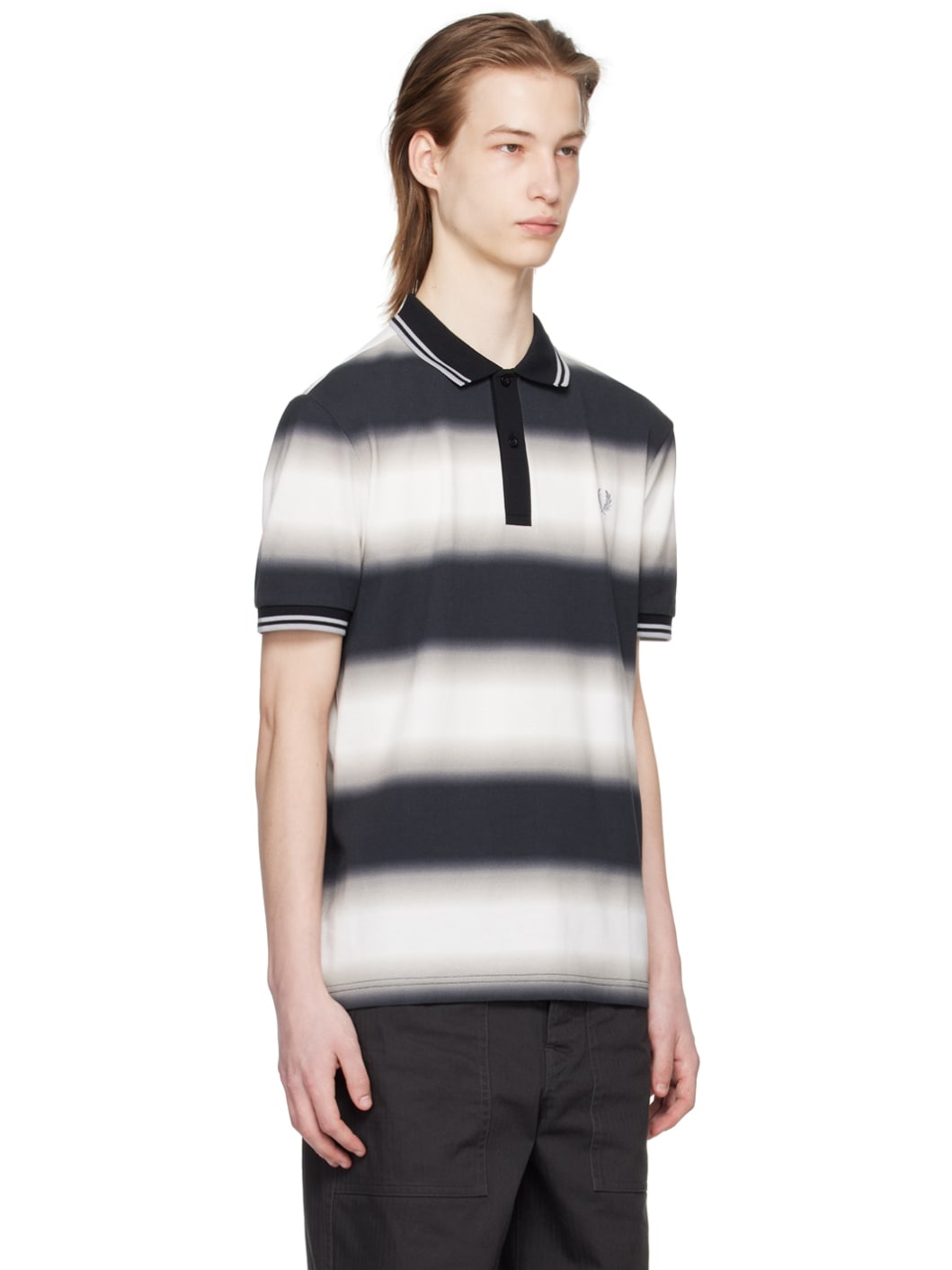 Black & White Striped Polo - 2