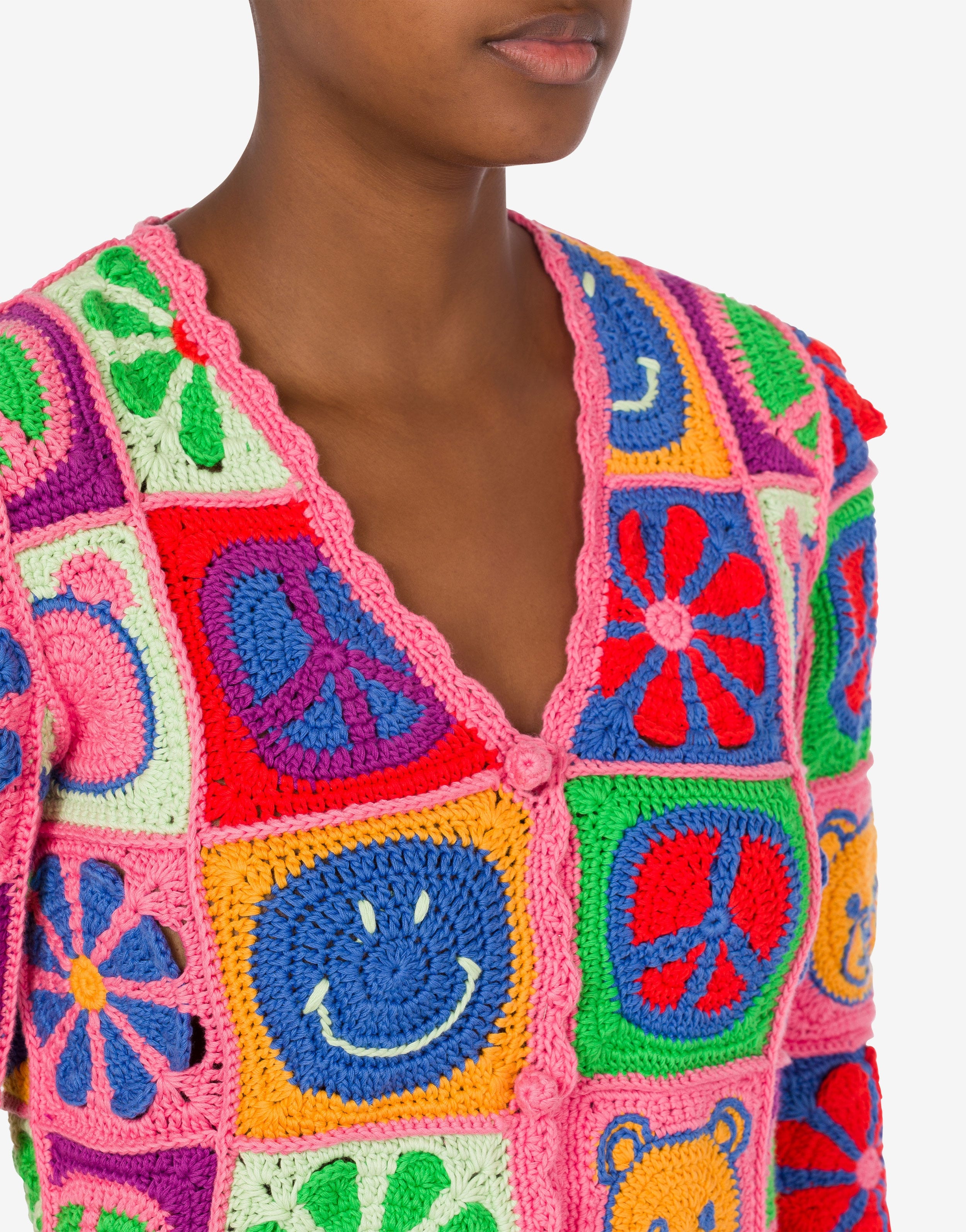 CROPPED MOSCHINO SYMBOLS CARDIGAN - 4