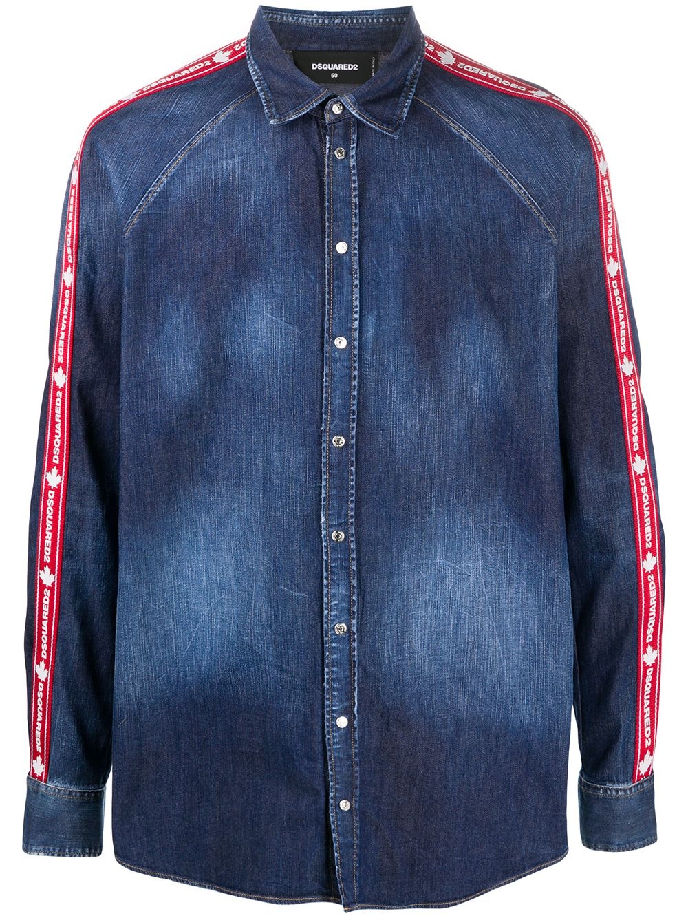 side-stripe denim shirt - 1