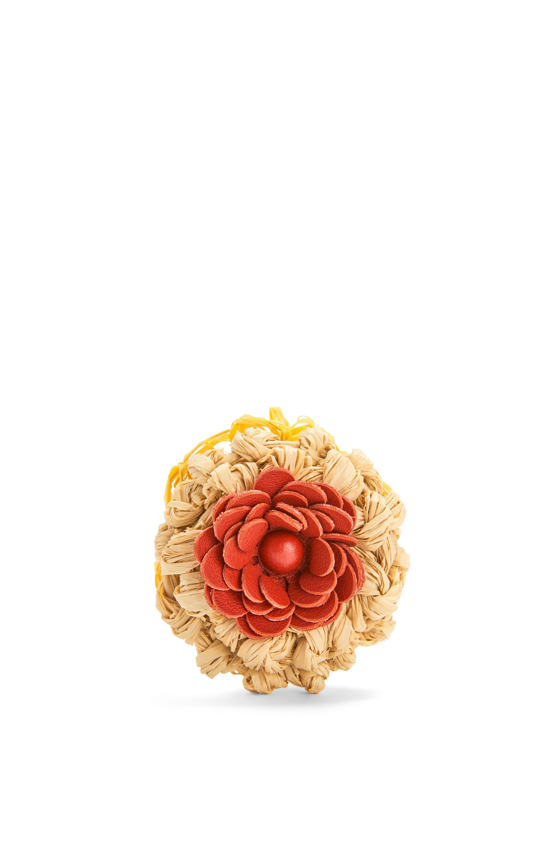 Stud Flower in raffia and calfskin - 1