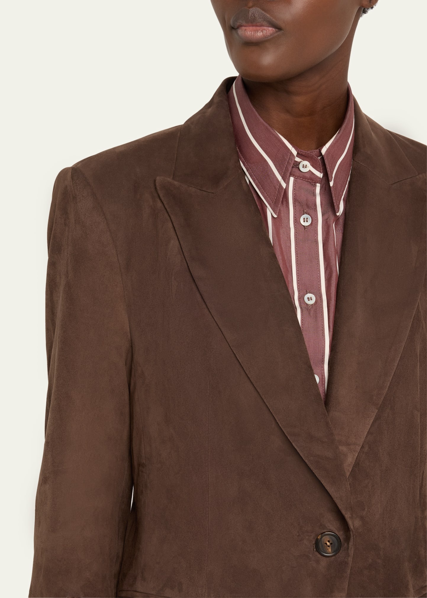 Suede Single-Breasted Blazer Jacket - 5