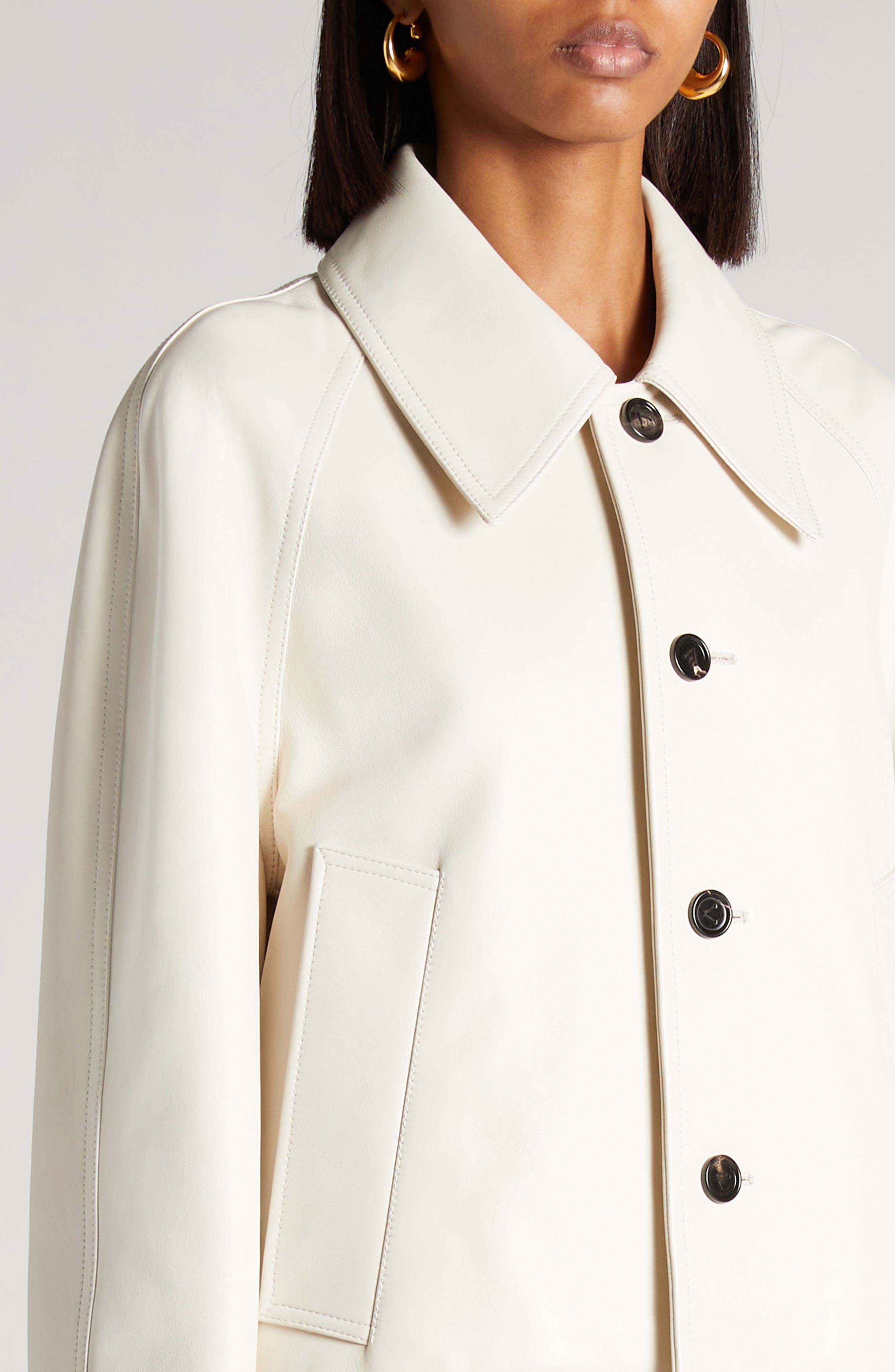 Bottega Veneta Lambskin Leather Jacket in 9247 Pale Meringue at Nordstrom - 5