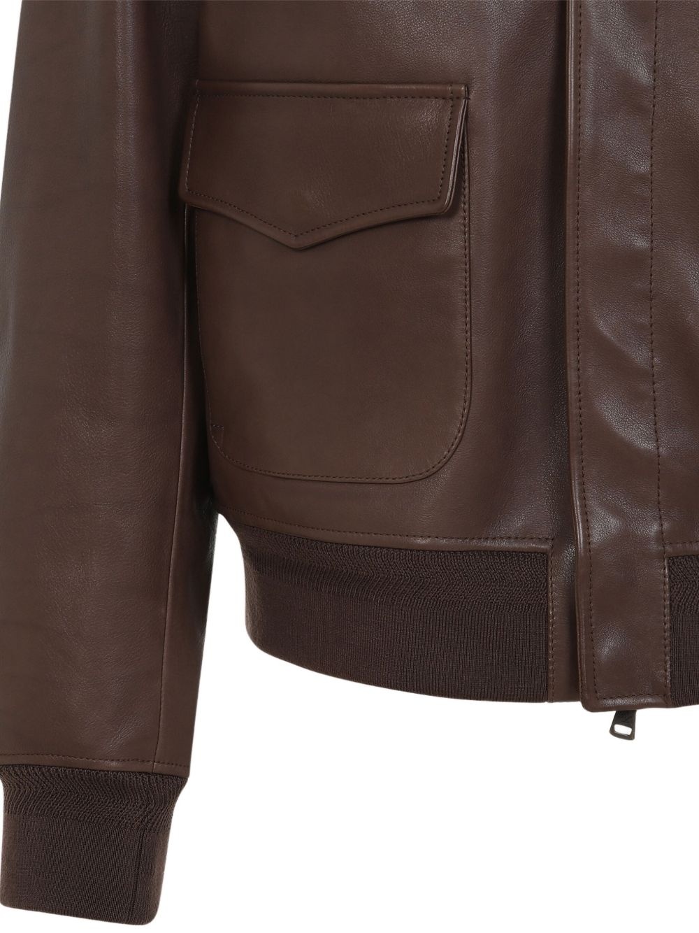 zip-up leather jacket - 3