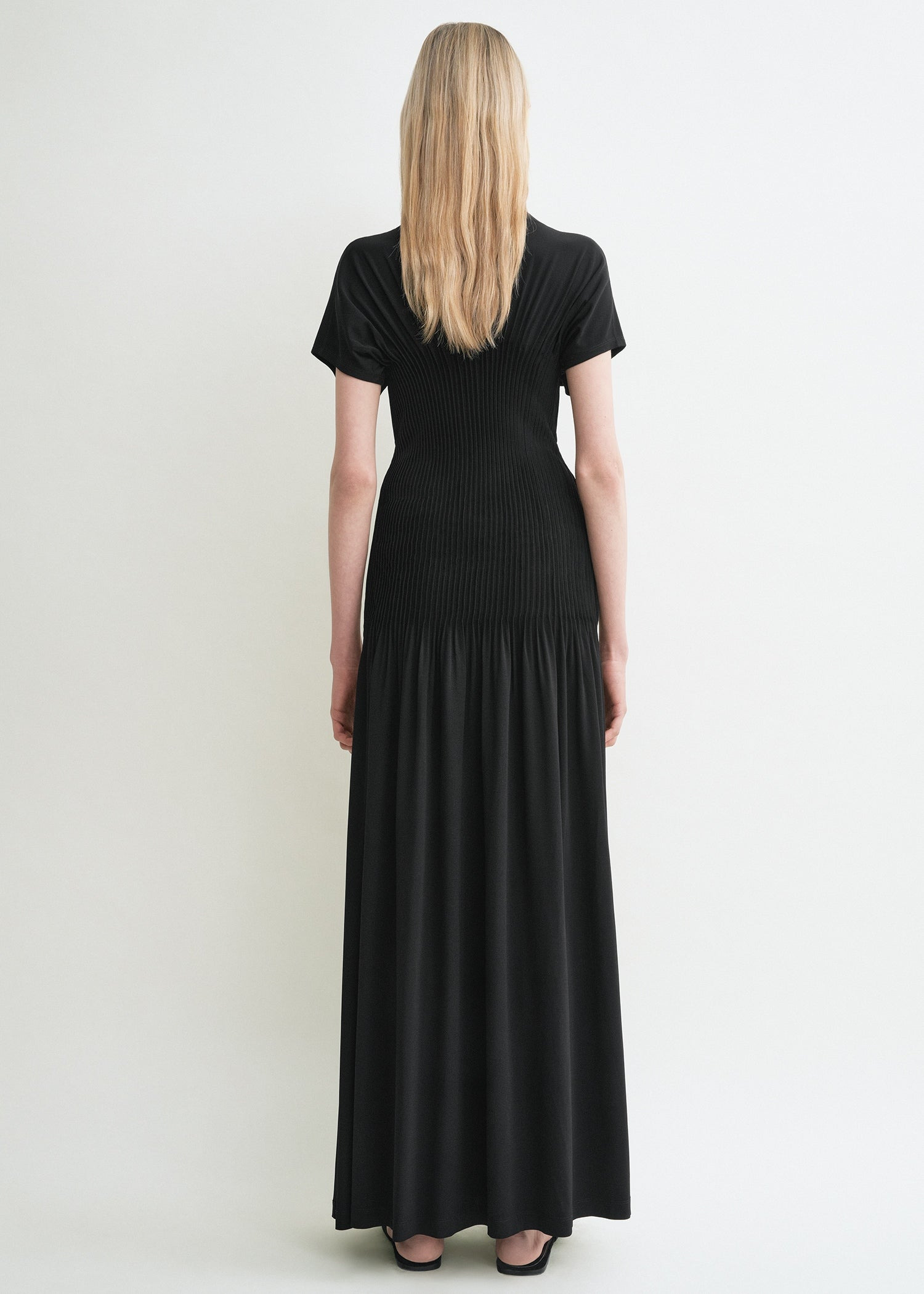 Knife-pleated jersey dress black - 4