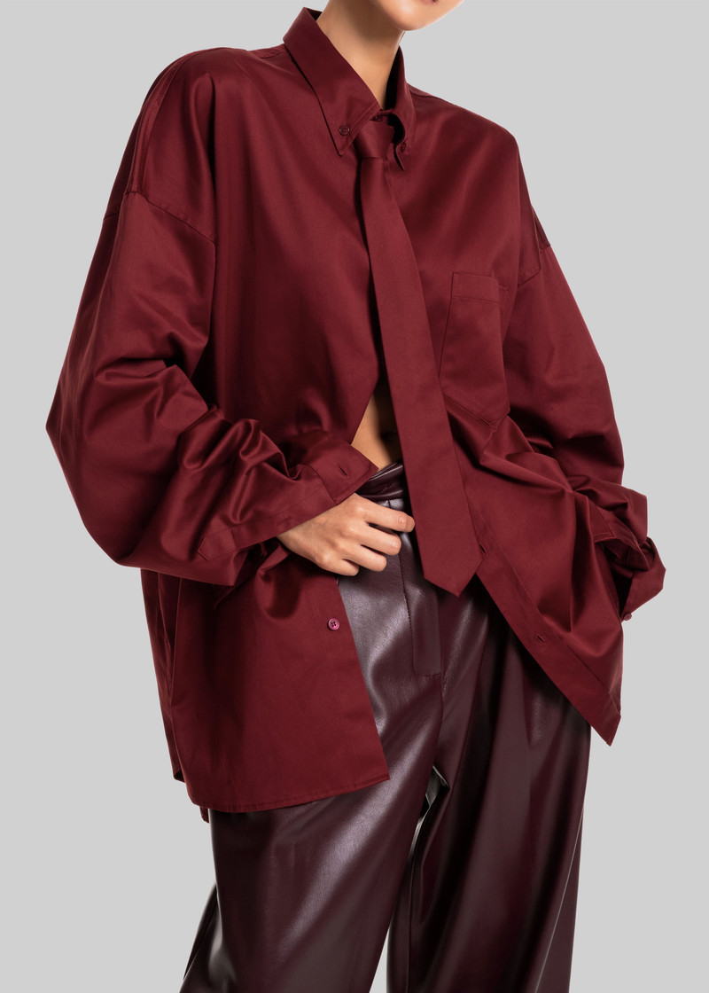 Havelock Oversized Neck-Tie Shirt - Dark Red 6