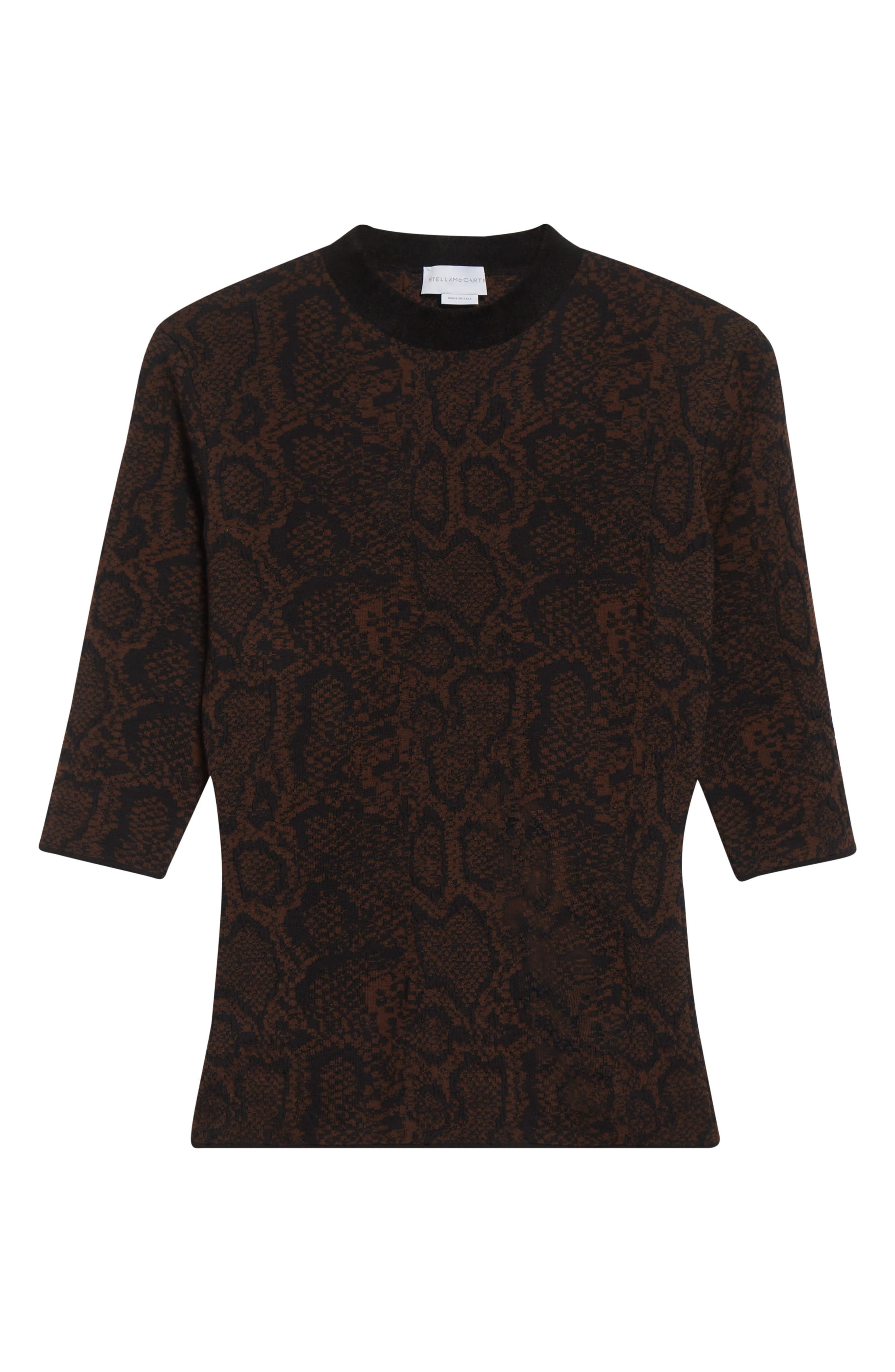 Stella McCartney Snakeskin Jacquard Wool Blend Top in Brown/Black at Nordstrom - 6