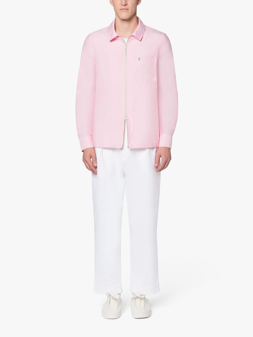 HOLBORN ZIP UP PINK COTTON SHIRT - 2