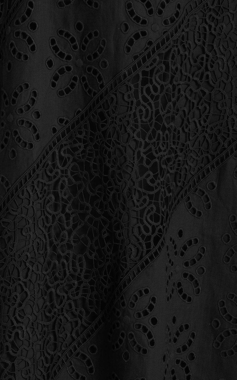 Solara Eyelet-Lace Linen Maxi Skirt black 6