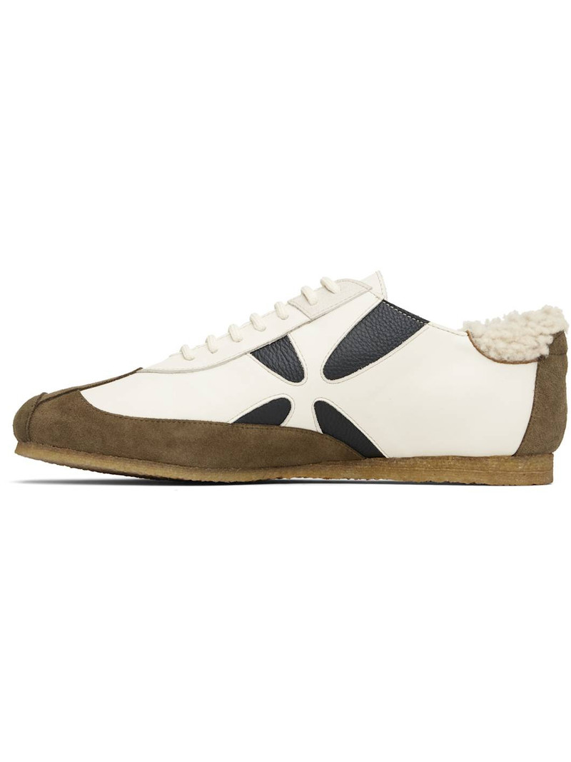 Off-White & Brown Slashed Trainer Sneakers 3