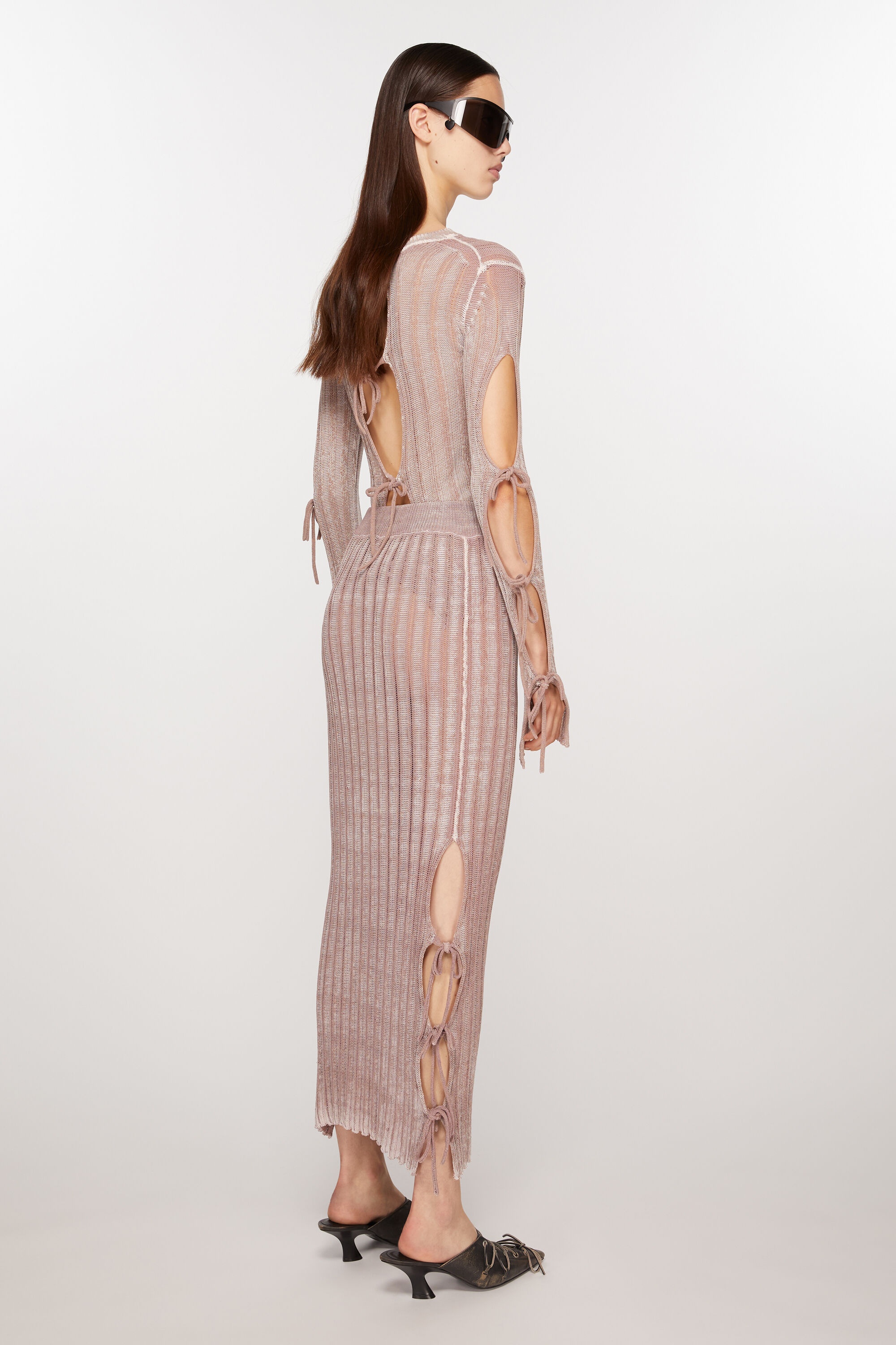 Knit midi skirt - Dusty pink - 4