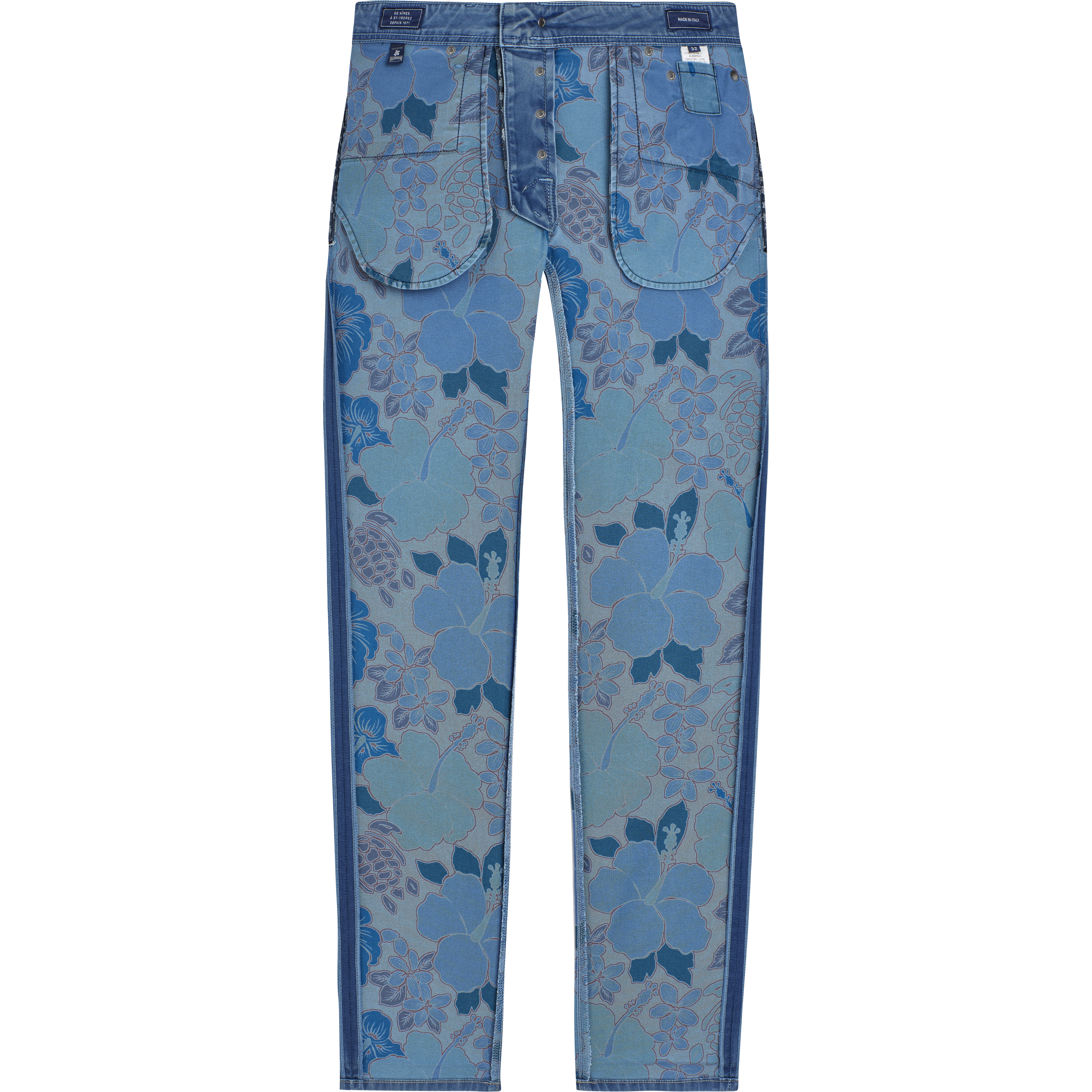 Men 5-Pockets Denim Pants Tropical Turtles - 5