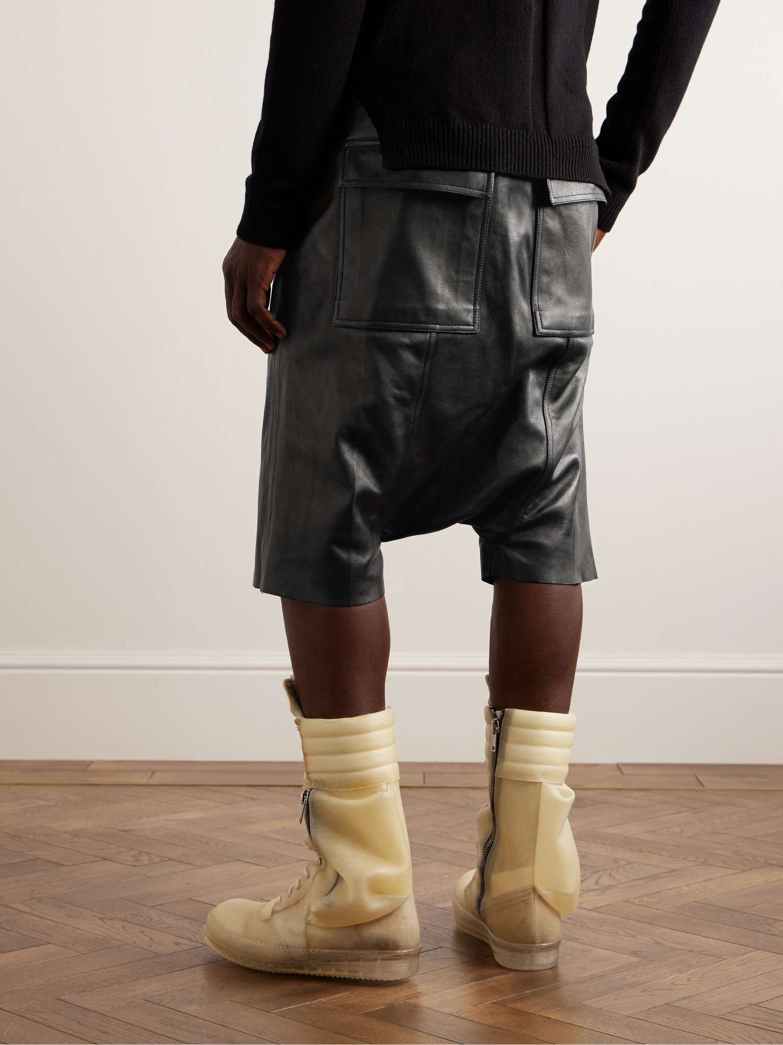 Pod Wide-Leg Leather Drawstring Shorts - 4