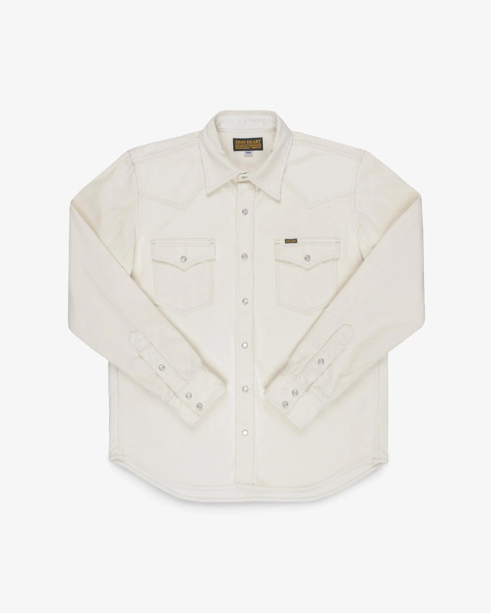 IHSH-398-WHT 11OZ CORDUROY WESTERN SHIRT - OFF WHITE - 1