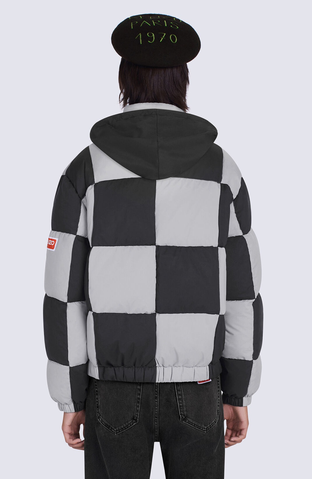 Checked boxy padded coat - 7