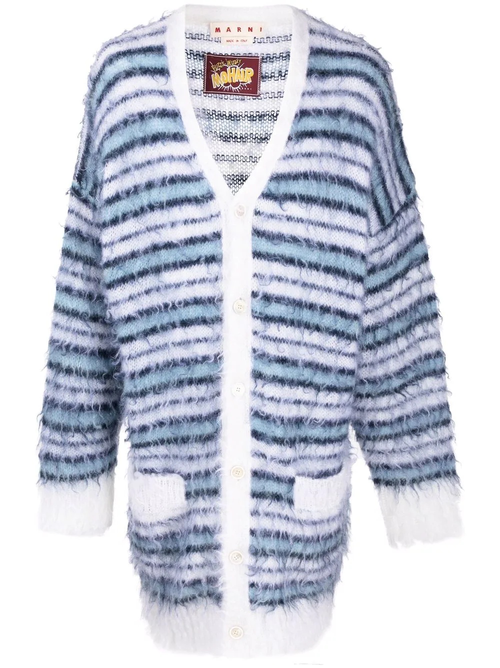 stripe-pattern long cardigan - 1