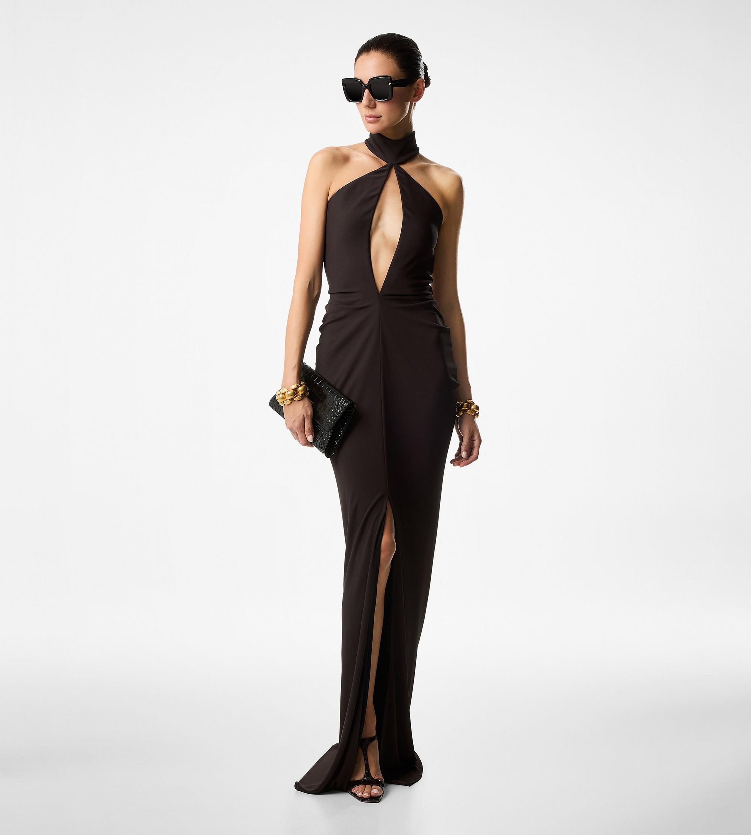 SABLE' JERSEY HALTERNECK EVENING DRESS - 2