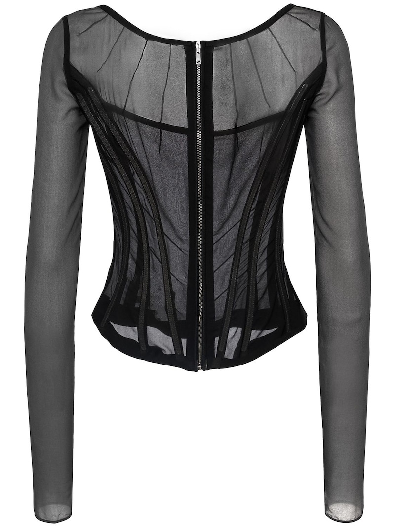 Sheer silk tulle corset top - 5