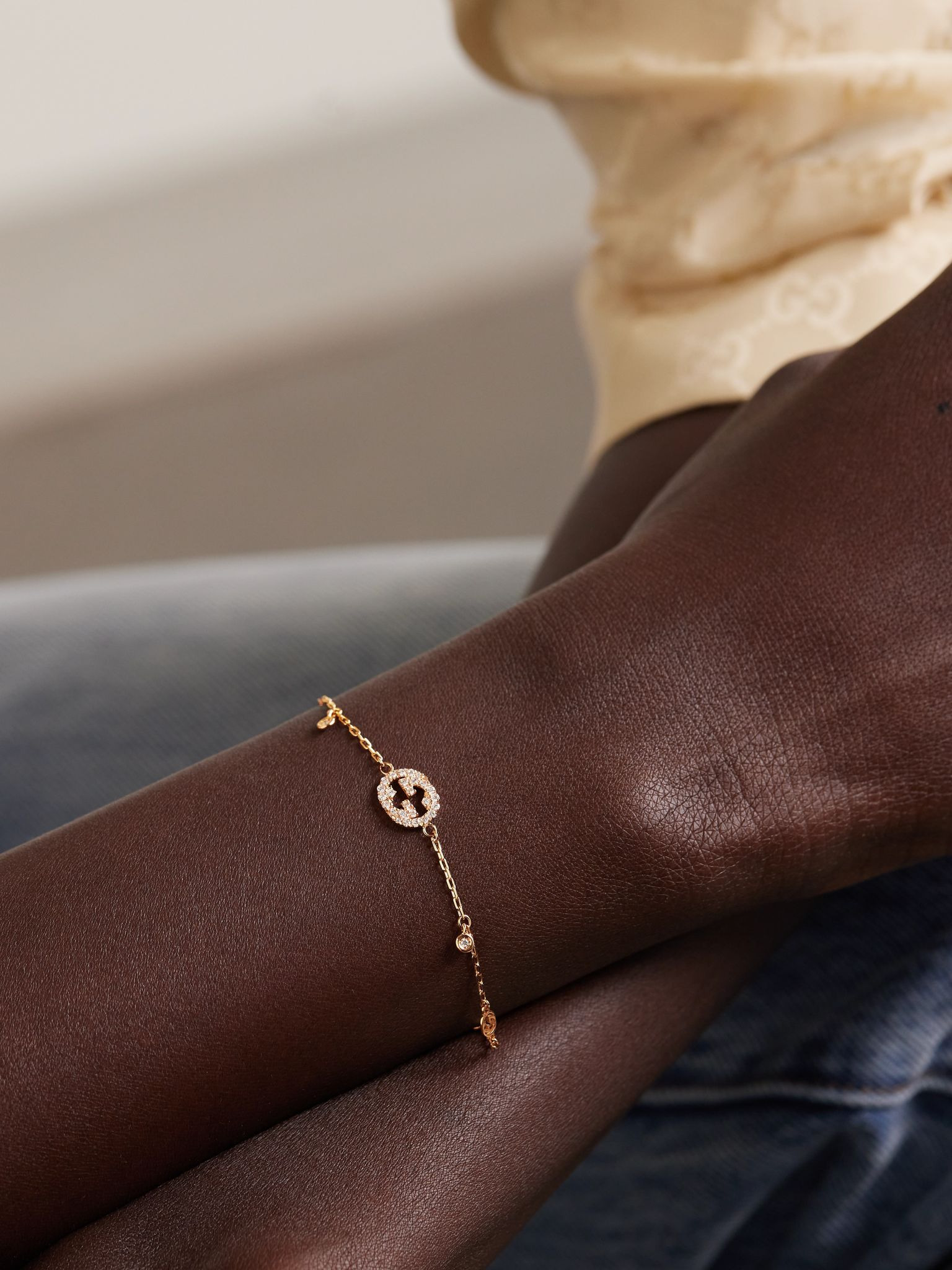 Interlocking G 18-karat rose gold diamond bracelet Gold - 2
