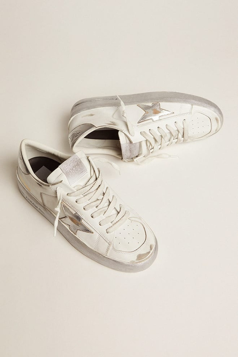 Golden Goose Stardan sneakers with silver metallic leather star and heel tab outlook