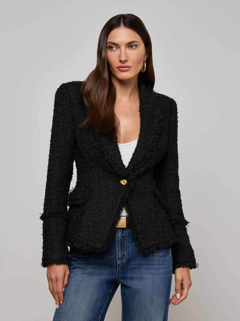 L'AGENCE Kaisley Frayed Trim Blazer outlook