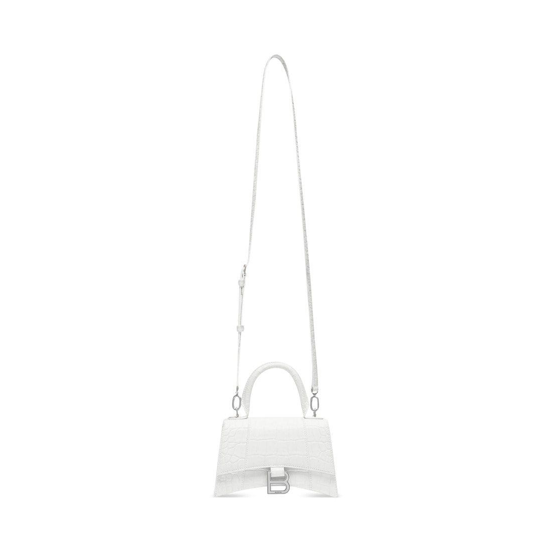 Women's Hourglass Xs Handbag Crocodile Embossed in White - 3