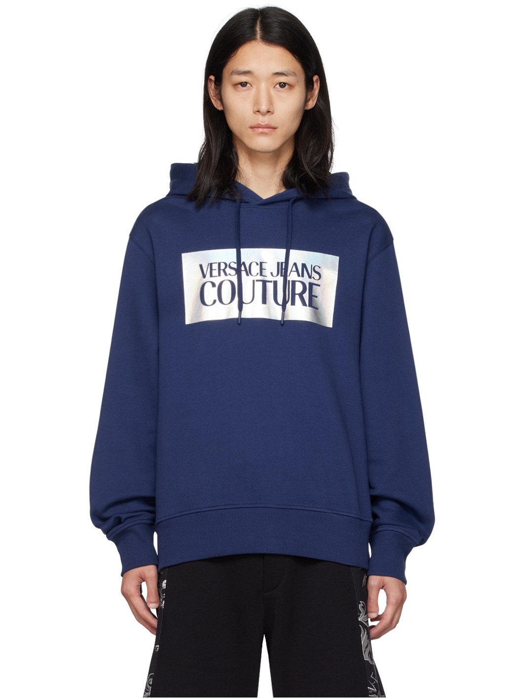 Navy Printed Hoodie - 1