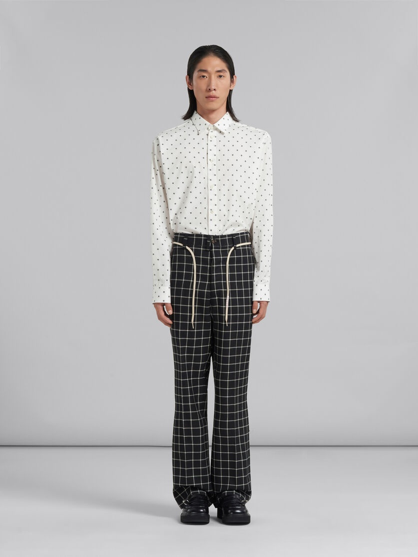 BLACK CHECKED WOOL CHINOS - 2