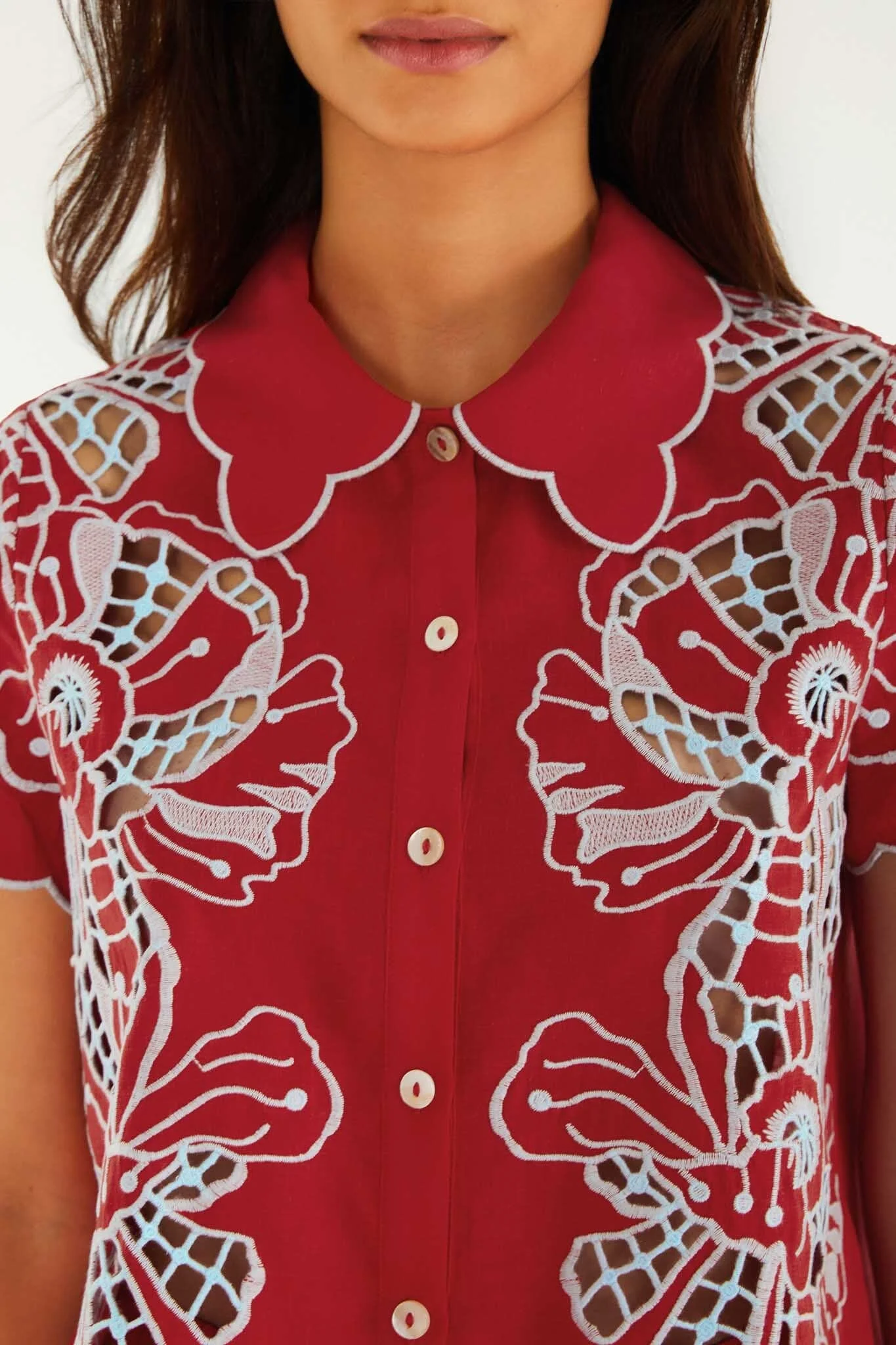 Blouse With Embroidery And Buttons - 1