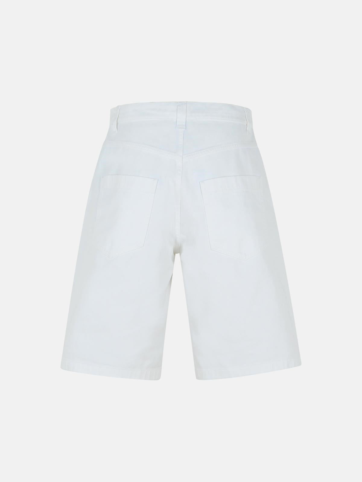 WHITE COTTON BERMUDA SHORTS - 3