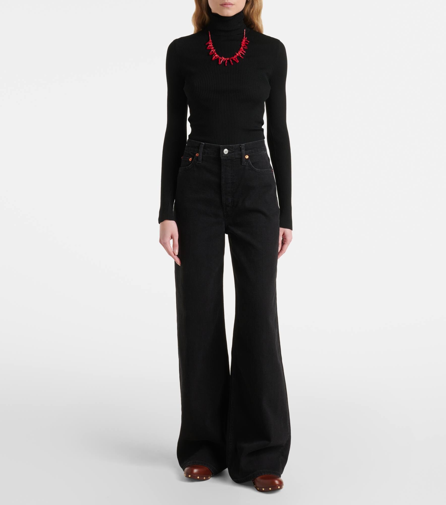 High-rise wide-leg jeans - 7