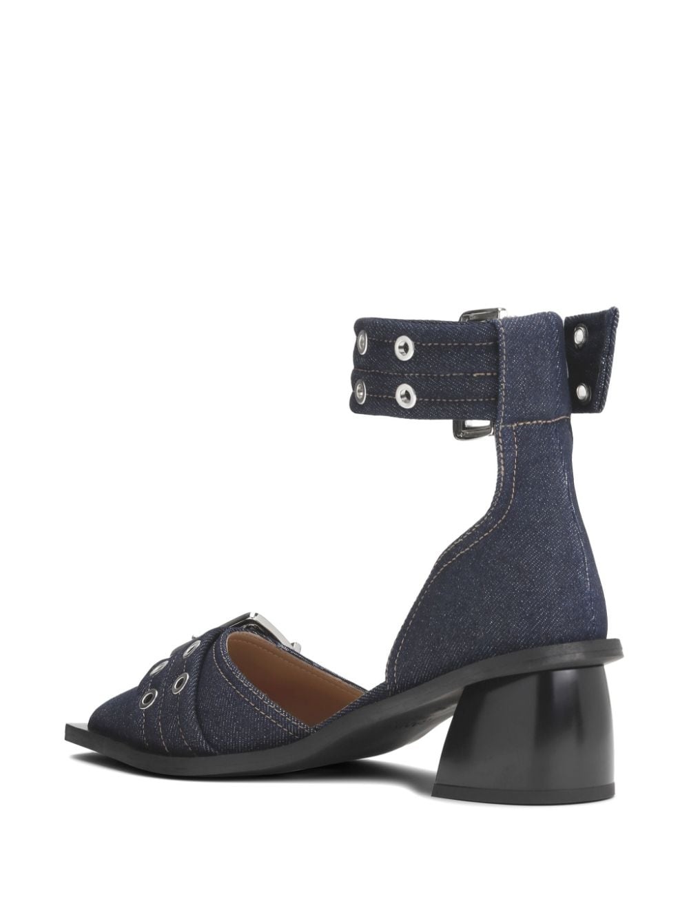 buckle-detail 50mm denim pumps - 3