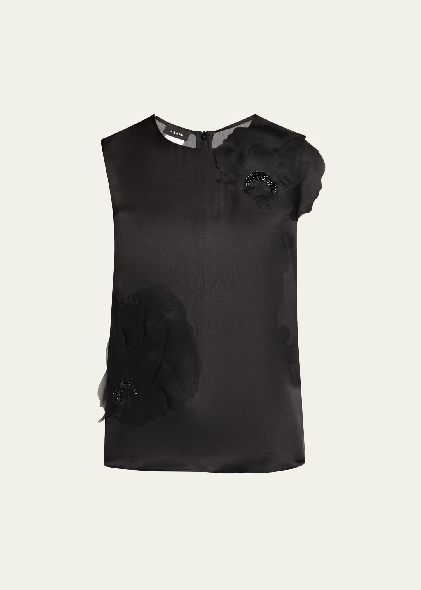 Embellished 3D Anemone Silk Organza Blouse - 1