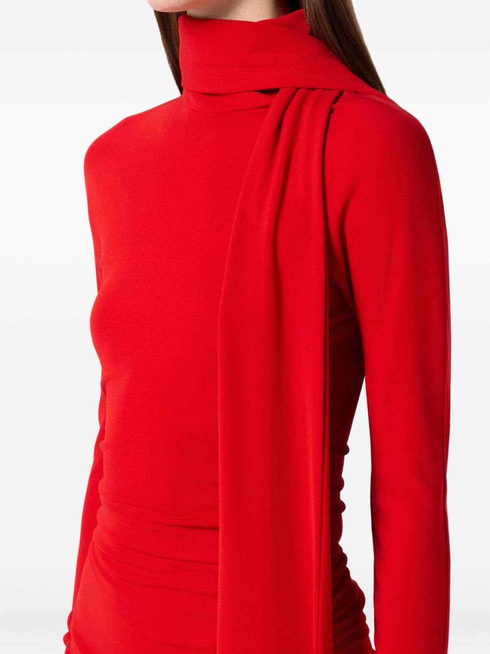high-neck draped midi dress - 5