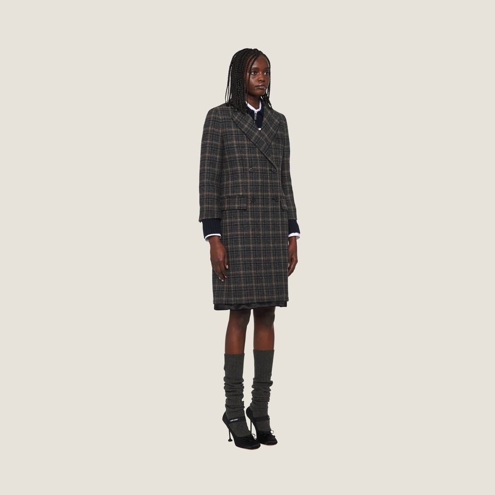 Double-breasted plaid coat - 4