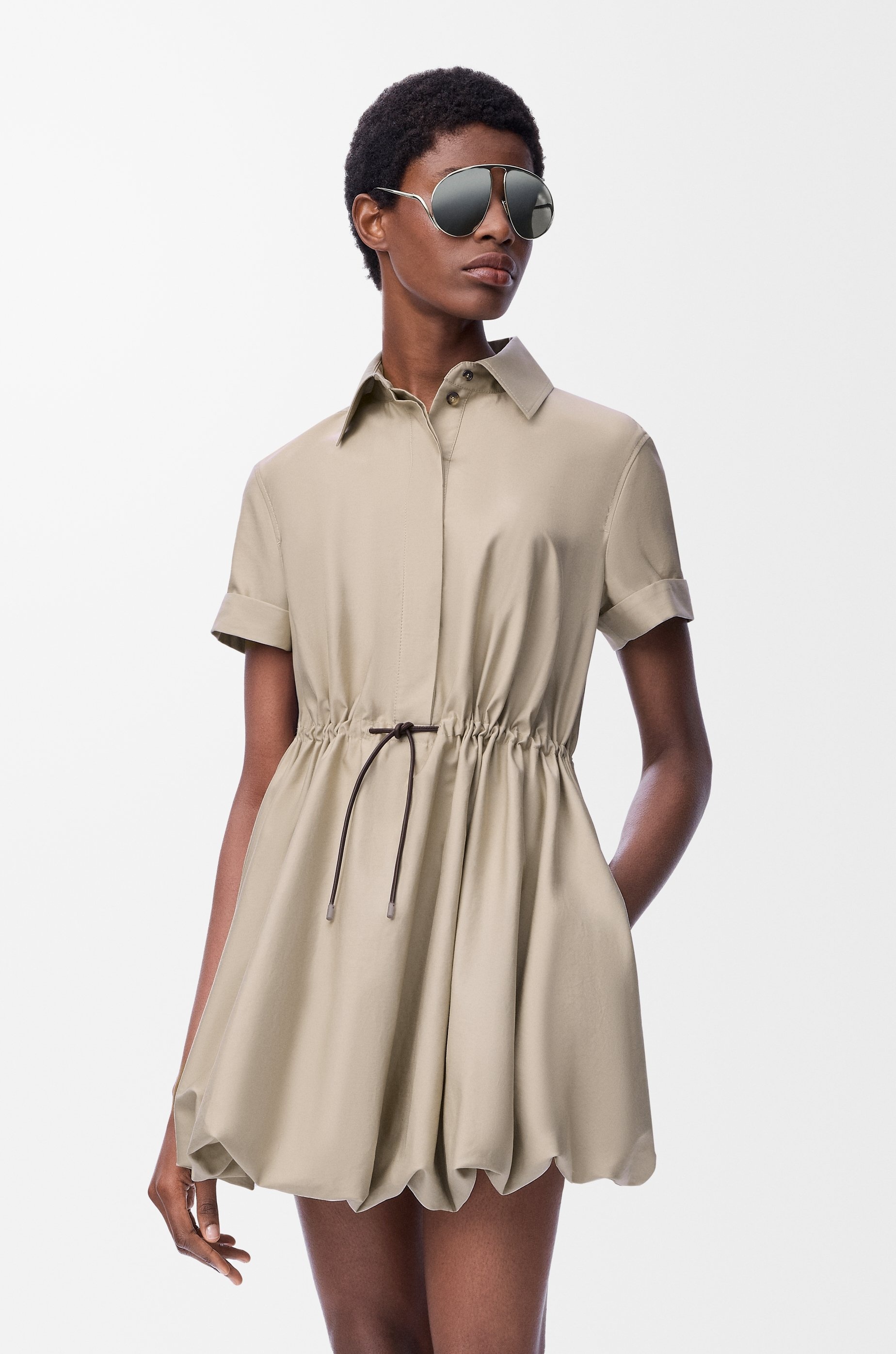 Short sleeve dress in cotton and silk - 3