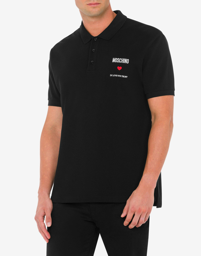 Moschino IN LOVE WE TRUST PIQUÉ POLO SHIRT outlook