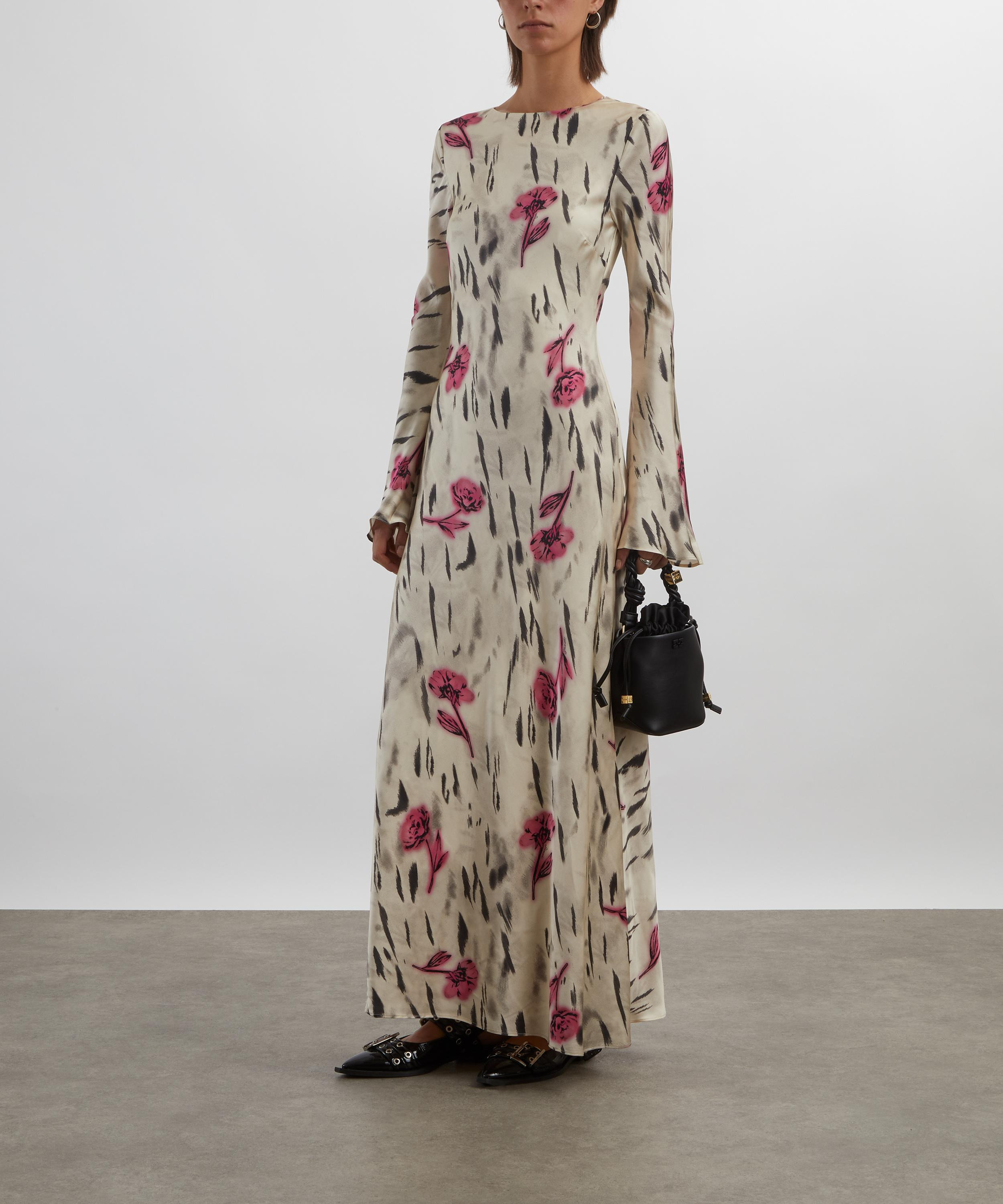 Floral Satin Maxi Dress - 2