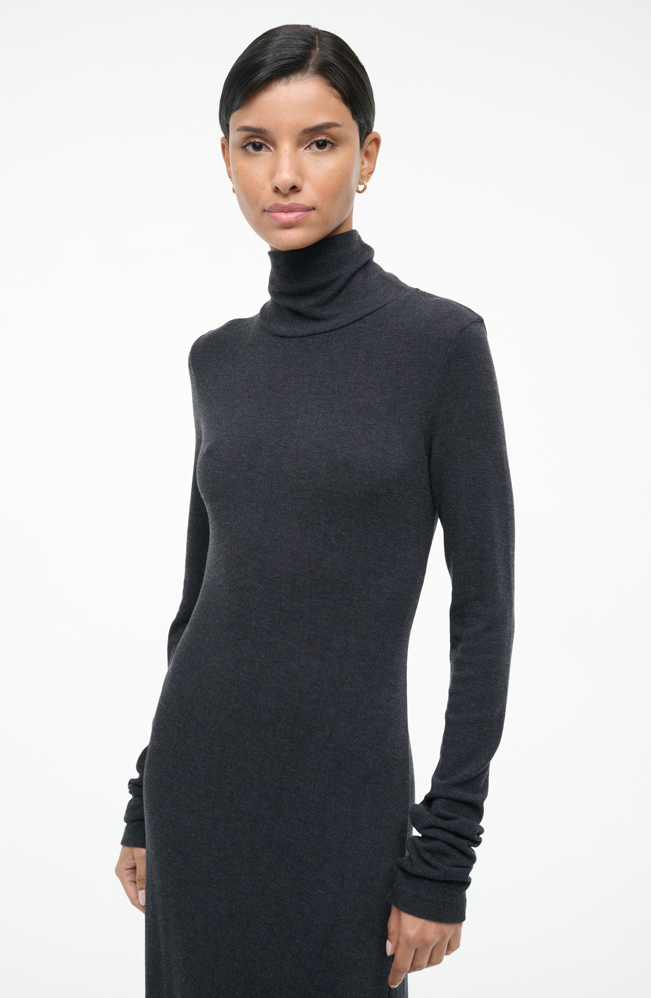 STAUD Vanya Long Sleeve Sweater Dress in Charcoal at Nordstrom - 4