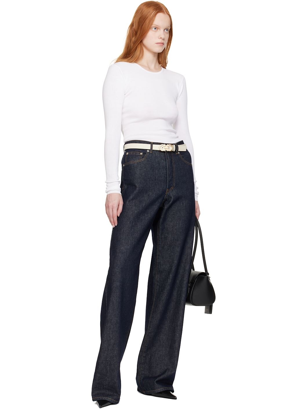 Black & Beige Medium Gancini Reversible Belt - 2