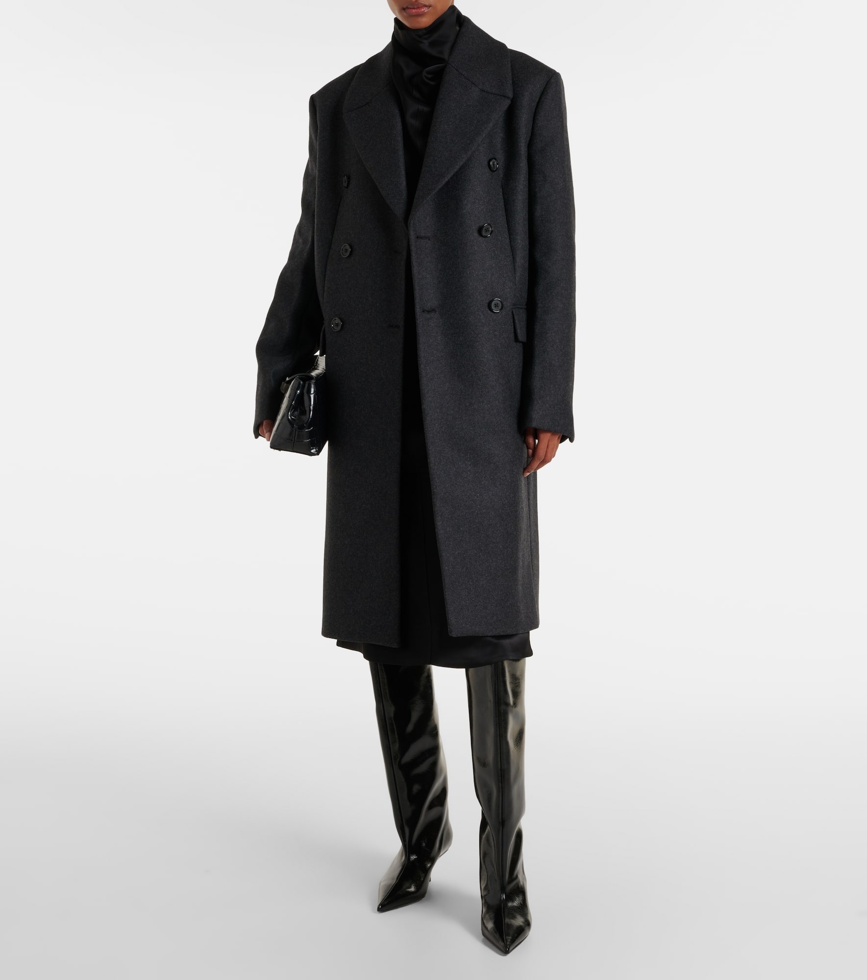 Double-breasted wool-blend felt coat - 2