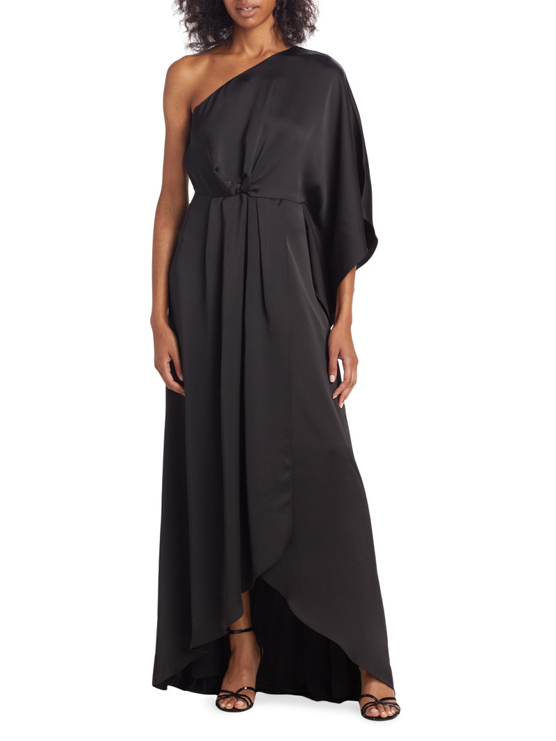 Women's Simone Knot-Front Satin Gown - Black 3