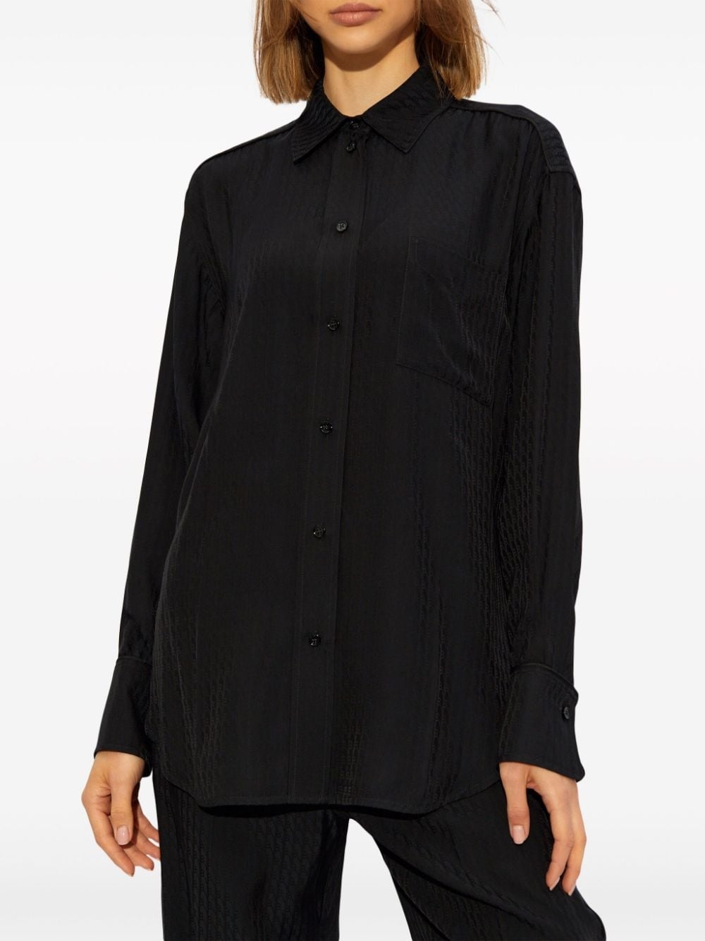 monogram-pattern button-down shirt - 3