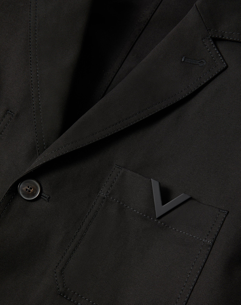 SINGLE-BREASTED STRETCH COTTON CANVAS JACKET WITH RUBBERIZED V DETAIL 3