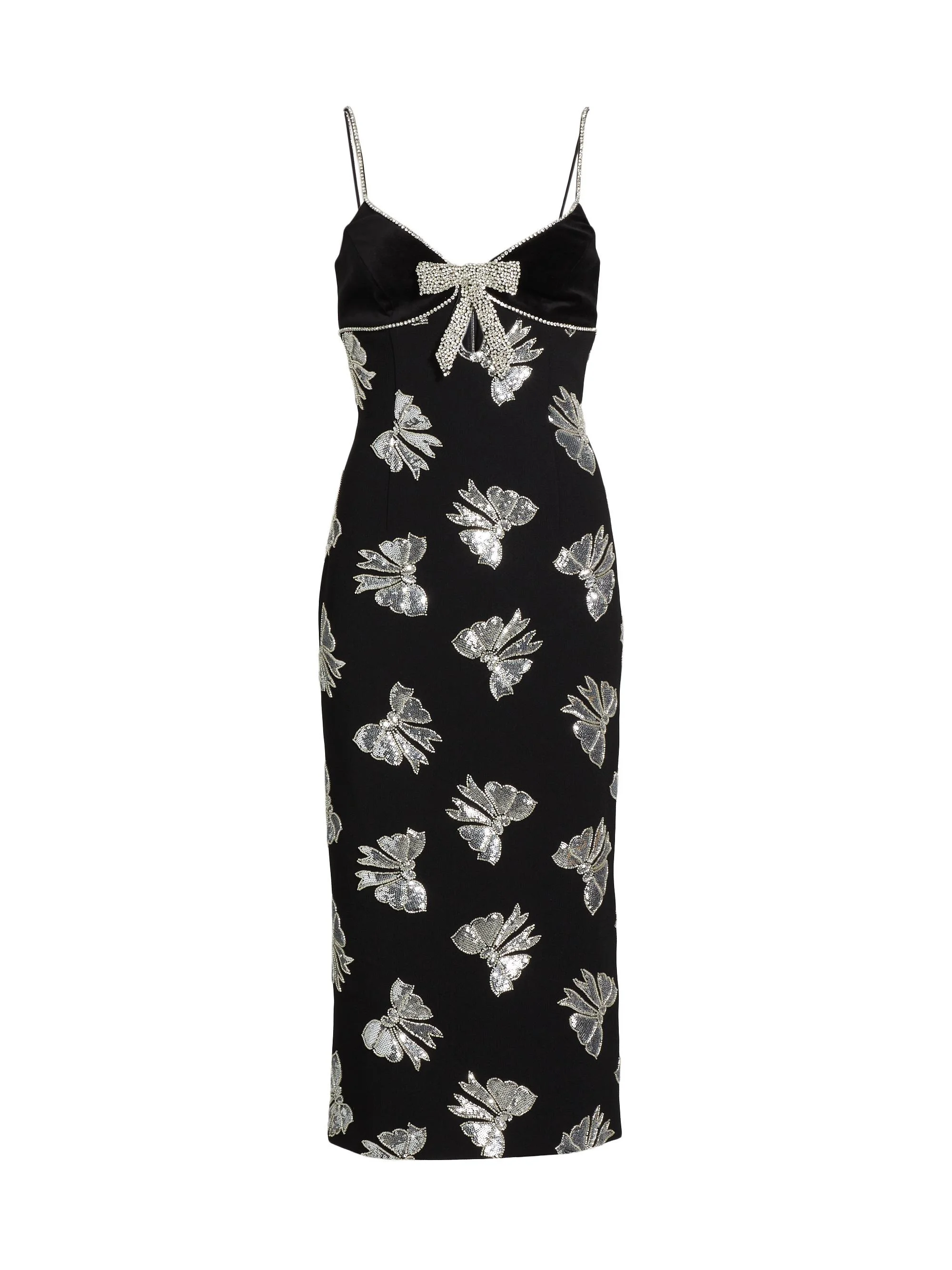 Women's Valor Sequined Bow Midi-Dress - Black - 1