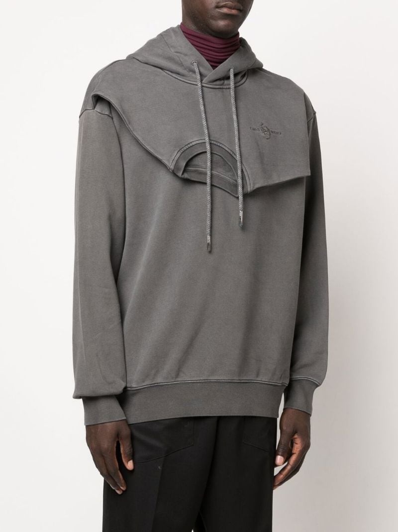 double-collar layered hoodie - 3